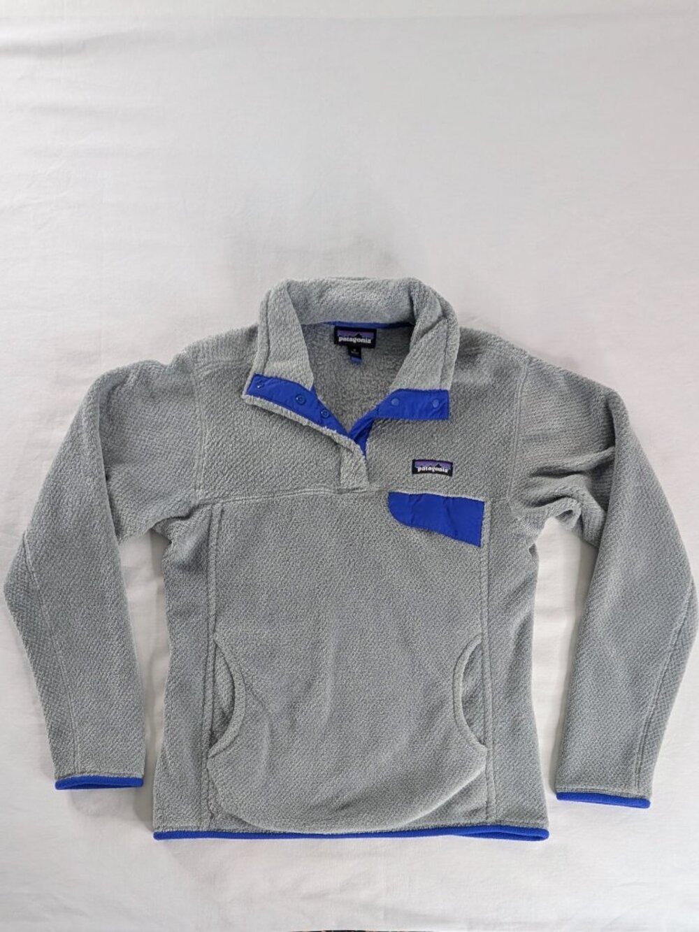Patagonia Gray Blue Purple Snap T Fleece Pullover Jacket Front Pocket Gorpcore